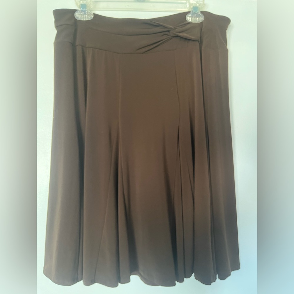 Brown stretchy knee length skirt